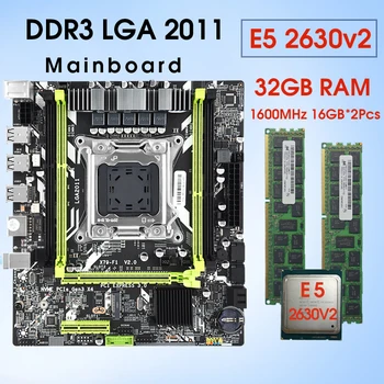 Комплект материнской платы X79 F1 Intel Xeon E5 2630 V2 CPU M.2 MATX с 2cps * 16GB = 32GB DDR3 1600MHz ECC REG RAM KIT