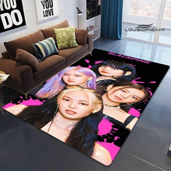 Корейская идол-группа черно-розовый ковер с принтом, коврик для йоги, коврик для декора комнаты, дверной коврик, Нескользящий ковер, кавайный коврик, Подарок на День рождения