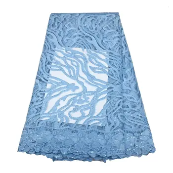 Королевская Синяя Аппликация Кружева Африканская Кружевная Ткань 2023 Высококачественный Кружевной Материал Нигерийский Французский 3D Блестки Кружевная Ткань Вечернее Платье