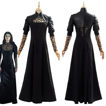 Костюм Йеннифэр для косплея, черное вечернее Длинное платье, накидка, женские карнавальные костюмы на Хэллоуин, одежда для взрослых