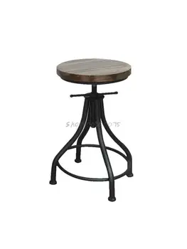 Креативный барный стул KFC из кованого железа, стойка регистрации, круглый табурет, вращающийся барный стул из массива дерева, который может поднимать высокий табурет, барный стул