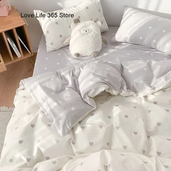 Кремово-белое Стеганое одеяло с сердечками, Одноместная Двуспальная простыня размера 