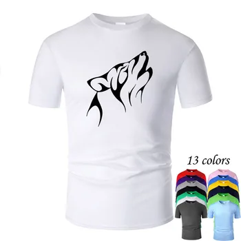 Крутая хлопковая футболка Wolf Line Art с круглым вырезом для мужчин и женщин, летняя повседневная футболка унисекс с коротким рукавом, m01054
