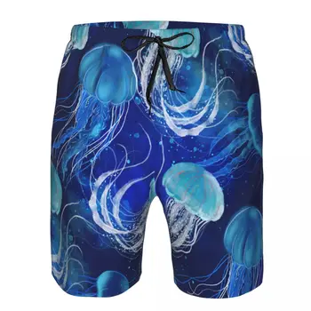 Летние мужские купальники Шорты Голубые медузы Подводная пляжная одежда Плавки Мужской купальник