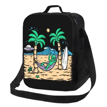 Летние пляжные сумки для инопланетного серфинга, термоизолированные пакеты для ланча, контейнер для ланча Surf Rider для школы, офиса, уличной коробки для бенто