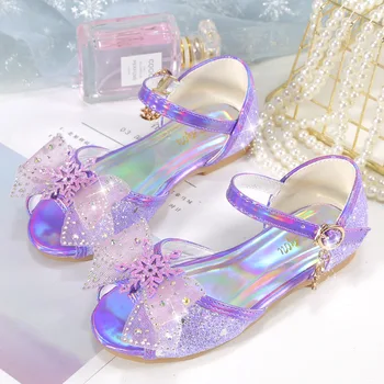 Летняя обувь принцессы для девочек 2023 года, модные детские сандалии с бантиком на плоской подошве, Детские сандалии на мягкой подошве