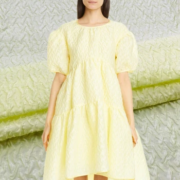 Летняя плиссированная Жаккардовая ткань с парчовым узором, шифон, органза, Тонкое женское платье-пузырек, ткань для шитья.