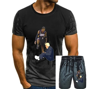 Летняя рубашка с капюшоном Allen Iverson Crossing Donald Trump 2018, длинный рукав, Плюс размер