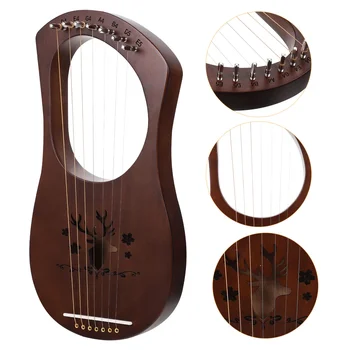 Лира Арфа Музыкальный инструмент Мини игрушка из красного дерева в древнем стиле Мини ручной работы