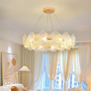 Люстра для гостиной во французском кремовом стиле, освещение для столовой, Роскошная главная лампа, лампы для спальни в виде ракушки