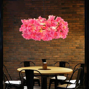 Люстра с цветами и растениями Тематический бар, клуб, ресторан, цветочная лампа, вентилятор для романтической музыки, пасторальная люстра