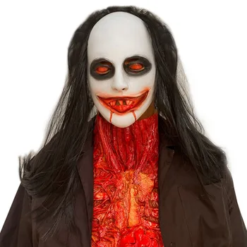 Маска вампира с длинными волосами, Хэллоуин, Страшный костюм Монстра Дракулы, Демон Ужасов, Призрак, косплей, реквизит для вечеринки, забавный костюм с козырьком
