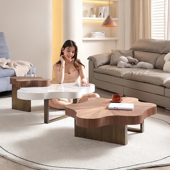 Мебель для гостиной в скандинавском стиле с особой геометрией каменной плиты, журнальный столик легкого экстравагантного размера, сочетание журнальных столиков