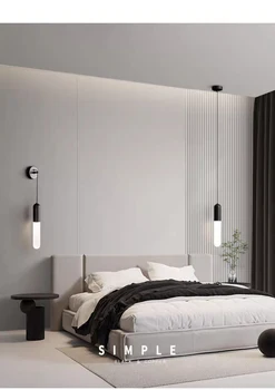 Медный настенный светильник H65, светильник для спальни, современный простой черный минималистичный фон для телевизора в гостиной, подвесные светильники на стене, линейные подвесные светильники