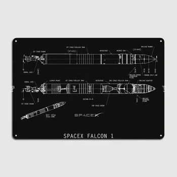 Металлическая вывеска Space X Falcon Дизайн паба, клуба, бара, Жестяная вывеска, плакат
