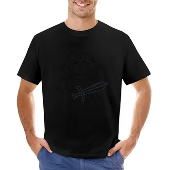 Милая лягушка в позе воина для йоги, держа в руках футболку с мечом, футболки с аниме, футболки на заказ, одежда для мужчин