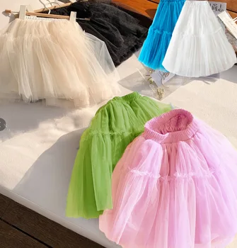 Милые юбки для девочек в бальном платье, модные сетчатые юбки для девочек, детская одежда для девочек