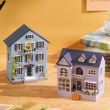 Мини-деревянный кукольный домик своими руками с мебелью, легкий кукольный домик, Миниатюрные предметы интерьера, дом для девочек и мальчиков, игрушки, подарки на День рождения