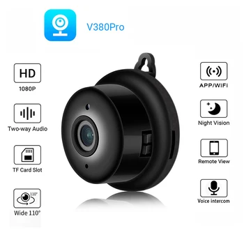 Мини-камера V380 HD WiFi 1080P IP с защитой от ночного видения Мини-рекордер Интеллектуальное видеонаблюдение с функцией прогнозирования движения видеорегистратор Монитор DVR