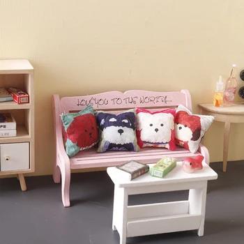 Миниатюрная подушка для кукольного домика 1: 12, Диванная подушка с собачьей головой, мини-подушка, модель мебели для кукольного домика, Декор для дома, Аксессуары для игрушек