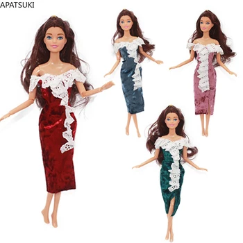 Многоцветное праздничное платье для кукол Барби, уникальное дизайнерское кружевное платье с разрезом для кукол Barbie 1/6, аксессуары для кукол, детские игрушки своими руками
