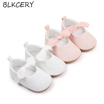 Модная брендовая обувь для новорожденных девочек, милые бантики, обувь для новорожденных, кроссовки для малышей с вышивкой, мягкие резиновые туфли Мэри Джейн на плоской подошве, детские вещи