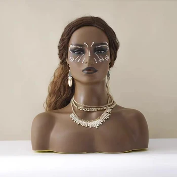 Модная Голова Маникюра с плечами из ПВХ Человеческих волос, Парик, ожерелье, серьги, дисплей