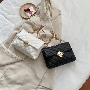 Модная женская сумка через плечо из искусственной кожи, роскошный кошелек и сумочка с ромбовидными цепочками, сумка через плечо для женщин, ретро-сумка для покупок