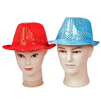 Модная однотонная шляпа с блестками, Мужская Женская Шляпа для уличных танцев, Джазовая шляпа, Новая Унисекс, Простая шляпа для вечеринки, Реквизит для выступлений, Оптовая продажа