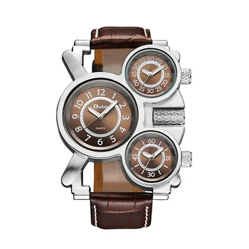 Модные кварцевые часы Современные высококачественные круглые наручные часы с кожаным ремешком и циферблатом с тремя глазами, механические часы Armbanduhr