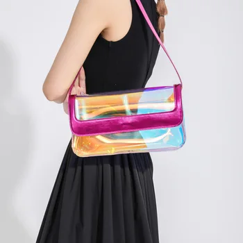 Модные маленькие сумки через плечо, женская прозрачная лазерная сумка для подмышек из ПВХ