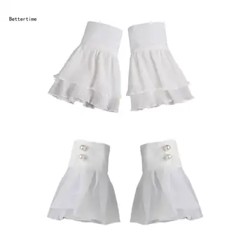 Модные многослойные манжеты на запястьях B36D, Белые накладные рукава, милые блузки для девочек, рукава рубашки