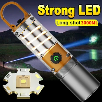 Мощный светодиодный фонарик мощностью 3000 ЛМ сверхдальнего действия, перезаряжаемый Сверхяркий фонарь, мощные тактические фонари, встроенный аккумулятор