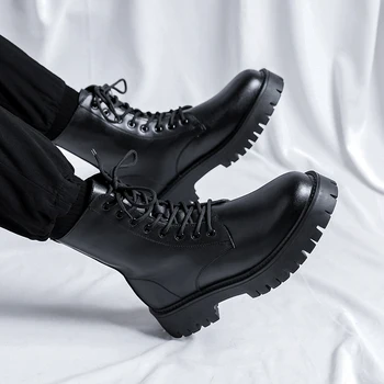 Мужские ботинки 2023 года, зимние ботинки из натуральной коровьей кожи большого размера с застежкой-молнией, мужские ботильоны ручной работы в стиле ретро