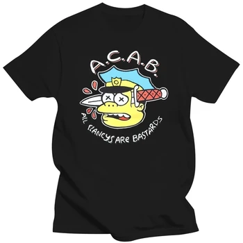Мужские повседневные футболки Thrillhaus Acab Man, модные хлопковые топы, черный размер S-3Xl, женская футболка