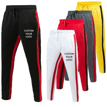Мужские спортивные брюки с индивидуальным логотипом, Модные хлопковые брюки для бега трусцой и фитнеса, Эластичная спортивная одежда, спортивные брюки