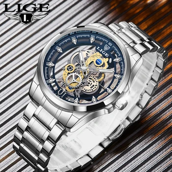 Мужские часы LIGE, роскошные кварцевые часы для мужчин, ремешок из нержавеющей стали, модные мужские наручные часы, водонепроницаемые, светящиеся повседневные спортивные часы