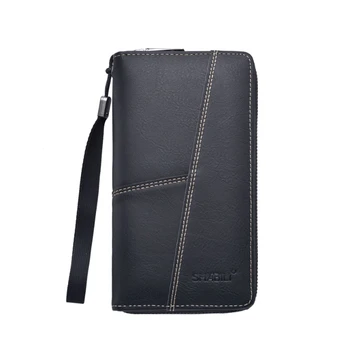 Мужской кожаный бумажник с простым ярким дизайном, кошелек в деловом стиле, повседневная мужская сумка для карт, зажим для документов, кошелек для монет большой емкости