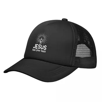Мужчины Женщины Иисус прикрывает вашу спину Христианские шляпы дальнобойщиков Хип-хоп Сетчатые бейсболки Бейсболка Snapback Шляпа Солнцезащитные шляпы Регулируемая Рыболовная шляпа