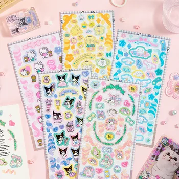Мультяшная Cinnamoroll Melody Kuromi, милая тарелка с липкой бумагой, наклейки для карточек, Руководство, Мультяшный материал, Приятные украшения, подарки для детей