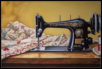 Наборы для вышивания счетным крестом Рукоделие - Crafts 14 ct DMC Color DIY Arts Декор ручной работы - Швейная машинка и лоскутное одеяло