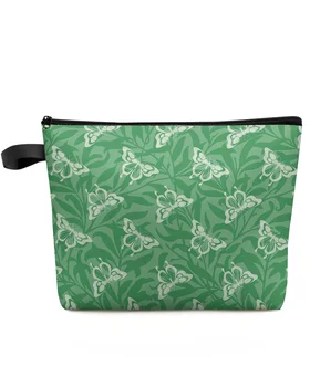 Накладка из листьев-бабочек, зеленые женские косметички, чехлы, женская сумка для хранения на молнии, женские дорожные маленькие сумочки.