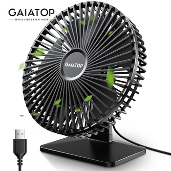 Настольный вентилятор GAIATOP Портативный USB-вентилятор с регулировкой угла наклона на 90 °, бесшумный вентилятор с 4 регулировками скорости, бесшумный Подходит для домашнего рабочего стола и офиса