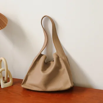 Новая женская сумка из натуральной кожи, большая вместительная сумка-мешок, винтажная сумка через плечо из мягкой кожи на одно плечо