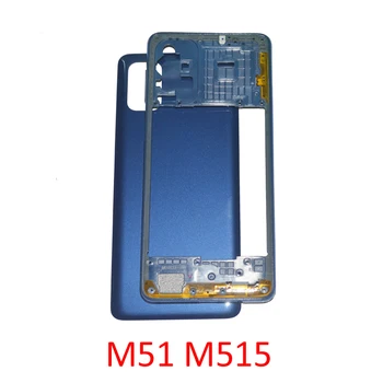 Новая задняя крышка корпуса для Samsung M51 M515 M515F Оригинальная рамка корпуса Средняя рамка с задней панелью Запасные части для дверцы