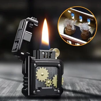 Новая керосиновая зажигалка Gear Linkage, креативный прозрачный склад в стиле панк-ретро, зажигалка с двойной хлопковой сердцевиной для подарков