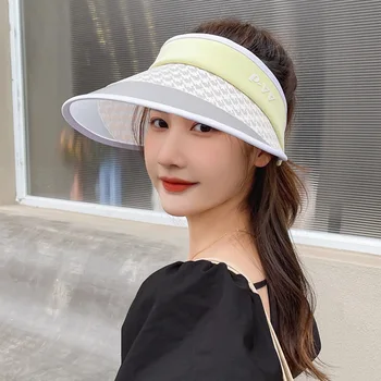 Новая летняя шляпа 2022 Женская модная кружевная шляпа в клетку с защитой от солнца с широкими полями, дышащая солнцезащитная шляпа
