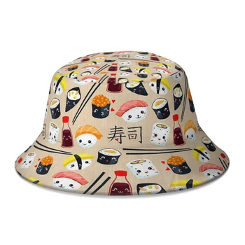 Новая мужская шляпа-ведро из полиэстера Kawaii для суши, Женская Летняя Солнцезащитная шляпа Boonie, Мужская шляпа для рыбалки на открытом воздухе, прямая поставка