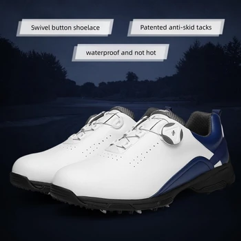 Новая обувь для гольфа PGM, мужская водонепроницаемая дышащая спортивная обувь, шнурки с вращающимися пуговицами, противоскользящие кроссовки, мужские повседневные кроссовки