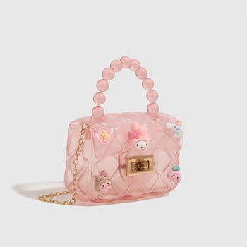 Новая сумка Sanrio My Melody Jelly Bag Kawaii Mini, детская сумка-мессенджер, модная мультяшная сумка на цепочке, подарок на день рождения